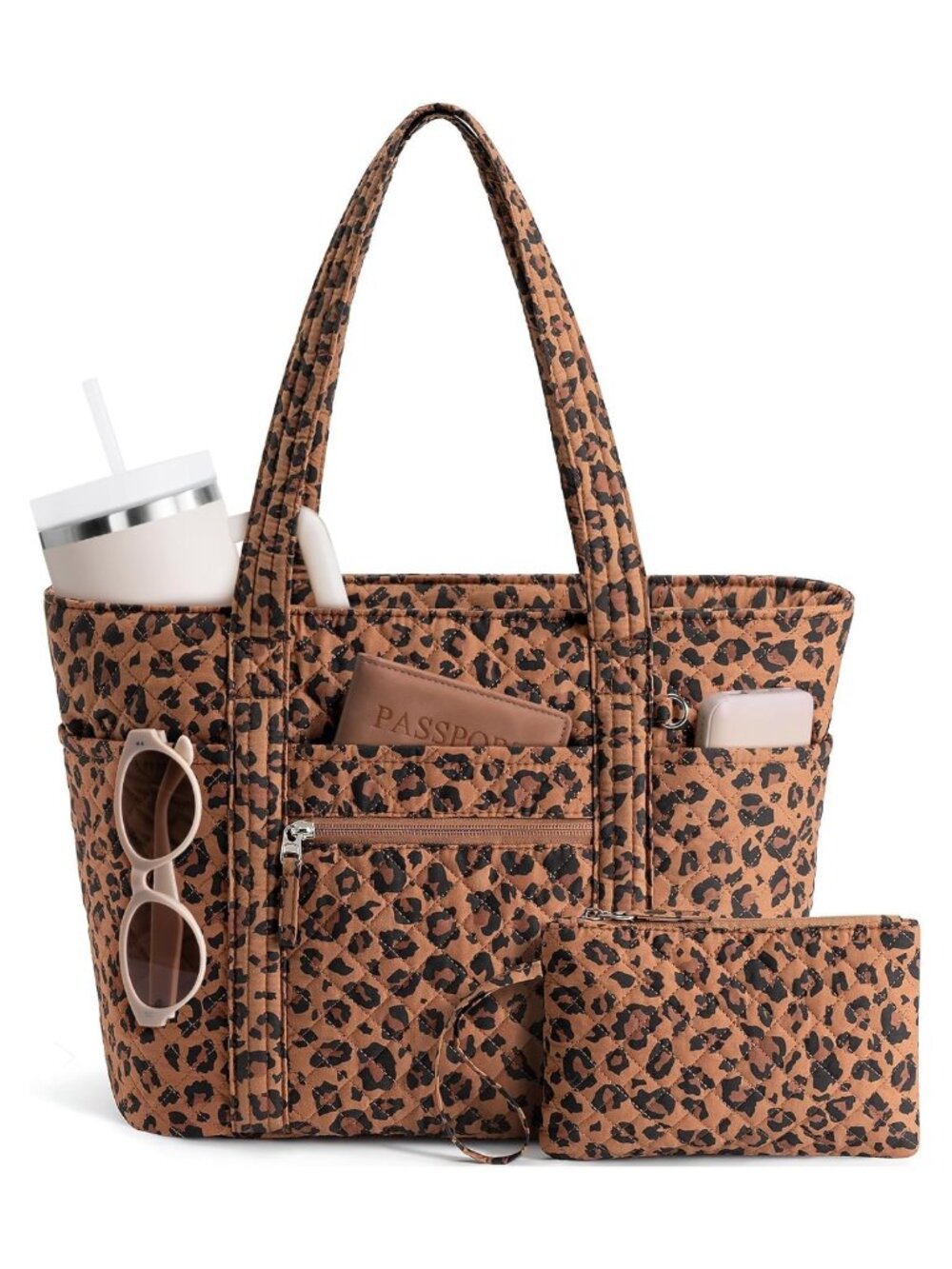 Quilted Cotton Tote Bag for Women Puffer Work Travel Teacher Nurse Bag